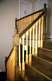 Staircase Pictures - Picture of solid maple stairs and maple railings with a two tone staining effect